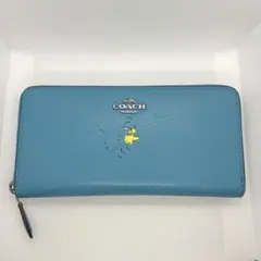 Coach コーチ 新品未使用ウッドストック コラボ ブルー 長財布ラウンド Coach コーチ 新品未使用ウッドストック コラボ ブルー 長財布ラウンド