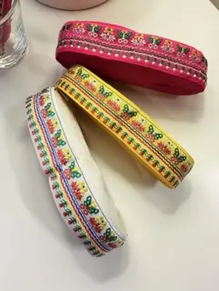 新品未使用　リボン　モン族　3本セット(1本10m) チロリアンテープ