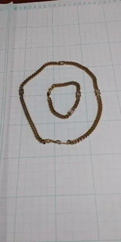 金色の編み込みネックレスとブレスレットセット【訳あり】