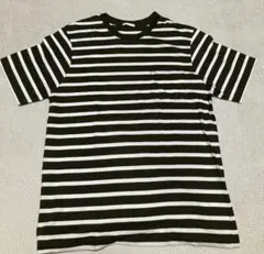 GU オリーブグリーン ボーダー Tシャツ