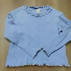 petit main 水色 フリル付き長袖トップス 100