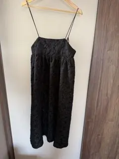 【M】キャミワンピース ブラック ジャガード フレア