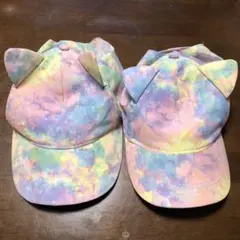 猫耳付き　キャップ　2個セット　サイズ違い