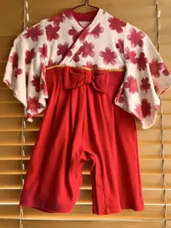 ベルメゾン　袴風カバーオール 80 女の子　初節句　お祝い着　靴下付き