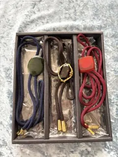 ループタイ 3本セット ネイビー・ブラウン・ワインレッド　装飾品
