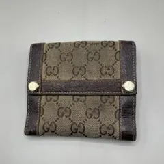 美品✨️グッチ 二つ折り財布 GGキャンバス レザー ヴィンテージ archive