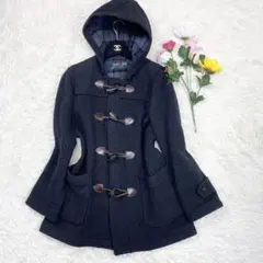 ✨美品✨イーストボーイ　ダッフルコート　チェック柄　王道　スクール　ネイビー　M