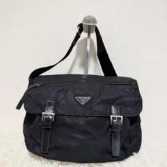 【美品】PRADA　プラダ　ブラック　ショルダーバッグ　メッセンジャー　ナイロン