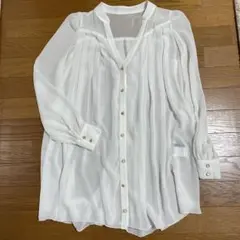 DURAS ホワイト シフォン 長袖シャツのサムネイル