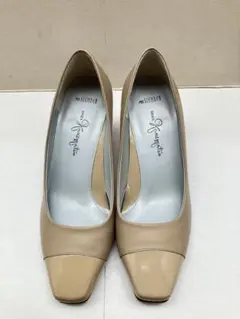 銀座かねまつ ミススレンダー パンプス 22cm ベージュ バイカラー　美品