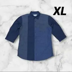 THE SHOP TK　ネイビー ドット柄　七分袖　 XLのサムネイル
