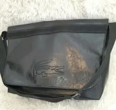⭐極美品⭐LACOSTE オールレザー メッセンジャーバッグ ブラック