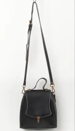 グリーンレーベル　ユナイテッドアローズ　ブラックレザーショルダーバッグ