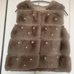 パール装飾 ブラウン ファーベスト