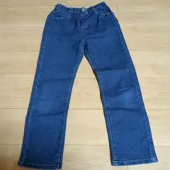デニムストレートパンツ ゴム入りウエスト