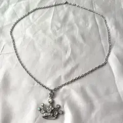 オーロラストーン クラウン ロングチェーンネックレス シルバー