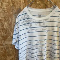 AE8454 graniph 半袖Tシャツ ホワイト ブルー ボーダー メンズのサムネイル