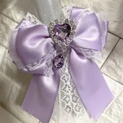 ①♡1キンブレリボン ペンライトリボン ライトパープル×ホワイトレース