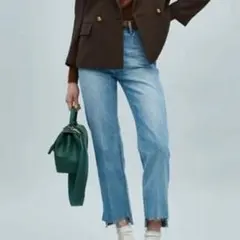 Mila Owen 裾段差脇スリットデニムパンツ(ウォッシャブル)