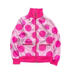 7LA1【inhabitant】ドッド柄　トラックジャケット　ピンク　M 古着