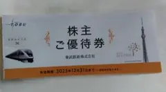 東武鉄道　株主優待（2025年12月31日まで）