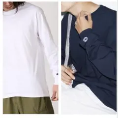 Champion Authentic チャンピオン 長袖Tシャツ　白　黒　S