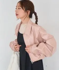 【洗える】ショートドロストレザージャケット