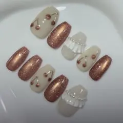 【オーダー専用】フリルネイル　マグネットネイル　チェリーネイル　春ネイル