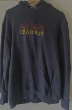 Champion ネイビー フード付きパーカー