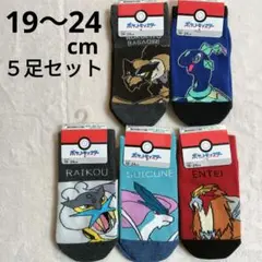 新品タグ付き★ポケモン キッズ ソックス 靴下 ５足セット ライコウ エンテイ
