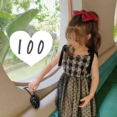 新品未使用 ベビー キッズ 100 ドット ワンピース チュール 夏 韓国子供服