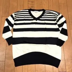 GLOBAL WORK ストライプ Vネックセーター M