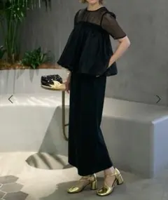 forksy. オフショルダー&シアー切替ワンピース