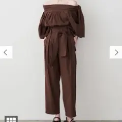 【本日限定セール】美品 ELENDEEK ウエストリボンタックパンツ ブラウンのサムネイル