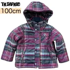 TKSAPKID チェック　中綿コート ダウン　ジャケット　フード付　100cm