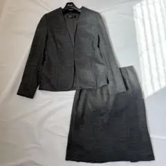 極美品 INDIVI ノーカラー ジャケット セットアップ 就活 36