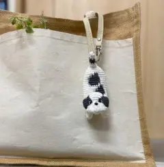 シーズーちゃんのキーリール付ストラップ　あみぐるみ　かぎ針編み 犬