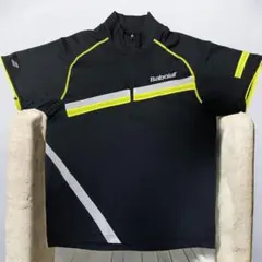 Babolat テニスウェア ハーフジップシャツ ブラック半袖《Ｌサイズ》