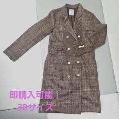 SENSE OF PLACE チェック柄ロングコート 38サイズ