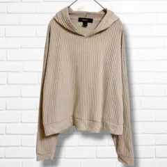 FOREVER 21+ リブカットソー パーカー ベージュ 大きいサイズ 0X