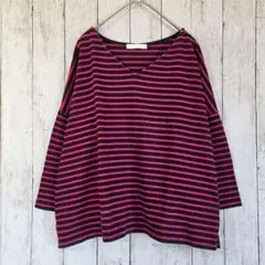 アメリカンホリック　ボーダー　Ｔシャツ　トップス　七分袖　Ｆ　コットン　ゆったり