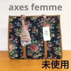 ♪未使用！axes femme ジャガードトートバッグ 花柄　黒のサムネイル
