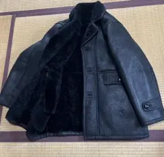 羊革　肉厚　ムートンコート ブラック