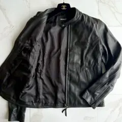 美品◆AVIREX シングル ライダース ラムレザー ジャケット 黒 XLサイズ
