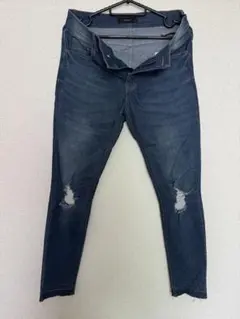 ダメージ加工 ダークブルー スキニージーンズ