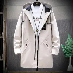 メンズジャケット ベージュ　L フード付き 秋服 防風防寒 薄手　ミリタリーのサムネイル