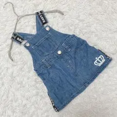 【ベビードール】 (90) デニムジャンパースカート 黒ロゴテープ バックロゴ