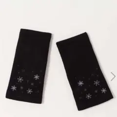 Bleu Bleuet 雪柄フィンガーレスグローブ　黒　ブラック　手袋