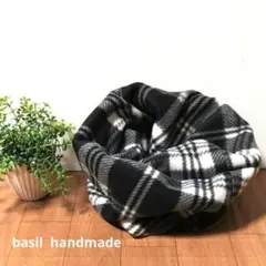 スヌード　マフラー　ネックウォーマー　ハンドメイド　白♡黒　チェック