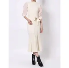 dazzlin シフォンスリーブマーメイドニットワンピース